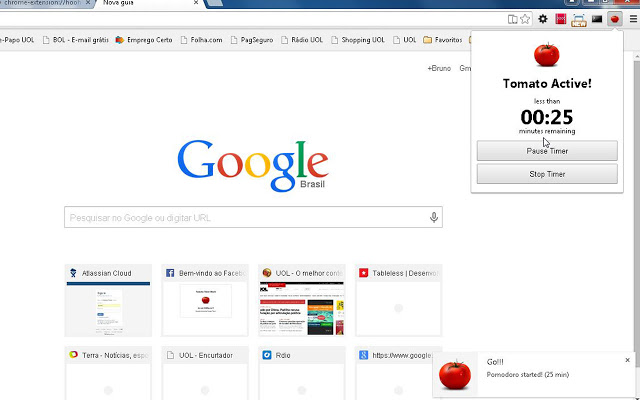 Tomato Timer (Extensão Google Chrome)